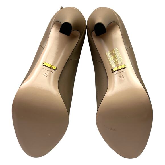 GUCCI Indya GG Pleated Accent Ankle Booties EU 39 US 9 Neutral Leather Heel Boot - Picture 8 of 12